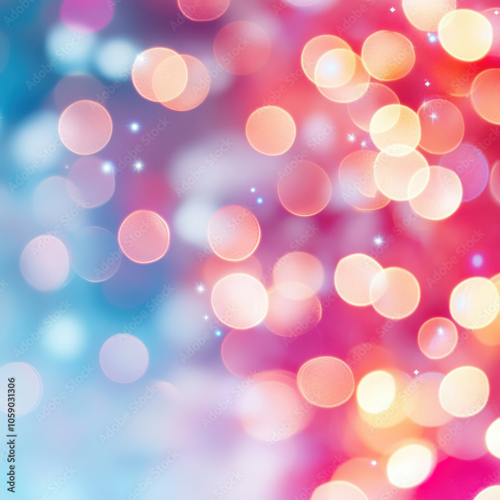 Obraz premium Colorful bokeh lights create festive atmosphere, perfect for celebrations. vibrant hues of pink and blue blend beautifully, evoking joy and warmth