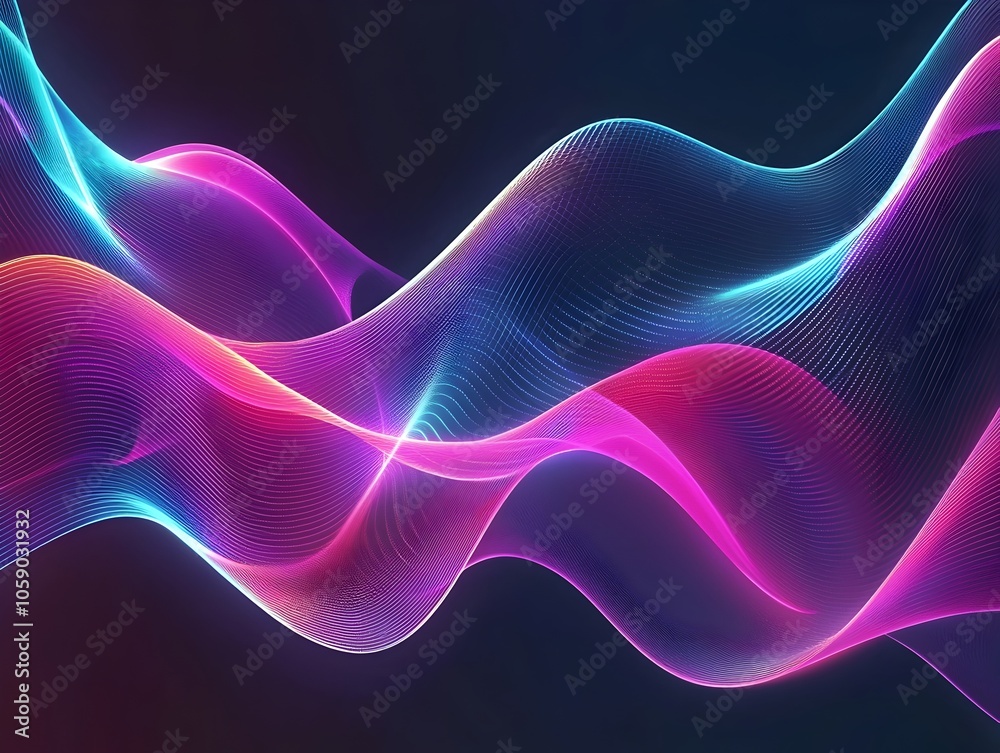 Dynamic Neon Wave Patterns in Vibrant Hues Flowing Across a Dark Background Creating a Mesmerizing Energy Dynamic Neon Wave Patterns in Vibrant Hues Flowing Across a Dark Background Creating a Mesmerizing Energy
