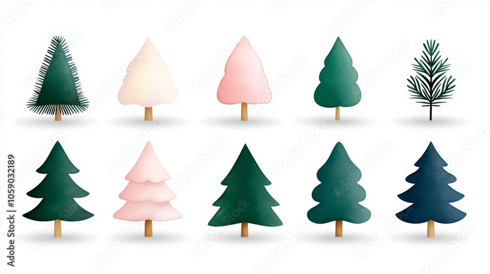 Watercolor Christmas Tree Clipart Set Holiday Illustration Winter Design Elements Watercolor Christmas Tree Clipart Set Holiday Illustration Winter Design Elements