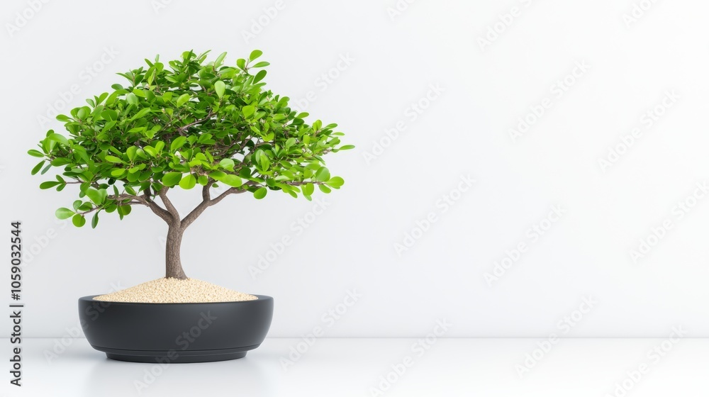 Bonsai Tree in Black Pot on White Background Minimalist Interior Design Japanese Art Bonsai Tree in Black Pot on White Background Minimalist Interior Design Japanese Art