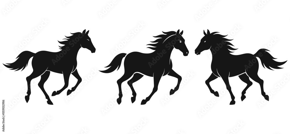 black vector horse silhouette white background black vector horse silhouette white background