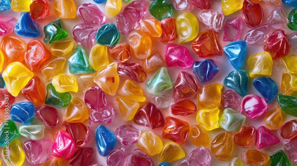 A dense spread of colorful hard candies, with bright wrappers adding pops of color across the entire background. A dense spread of colorful hard candies, with bright wrappers adding pops of color across the entire background.