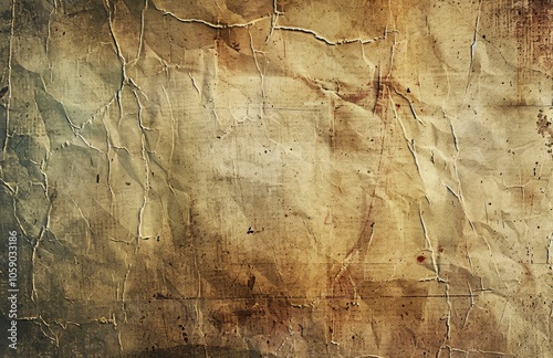 Close Up Of A Folded And Worn Paper Document With Visible Cracks And Stains
