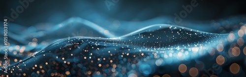 Abstract Blue Digital Wave With Sparkling Particles