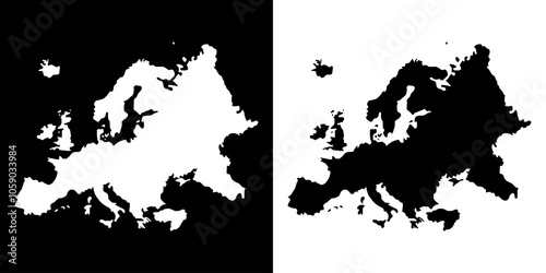 Europe map silhouette. Black and white concept. vector illustration.