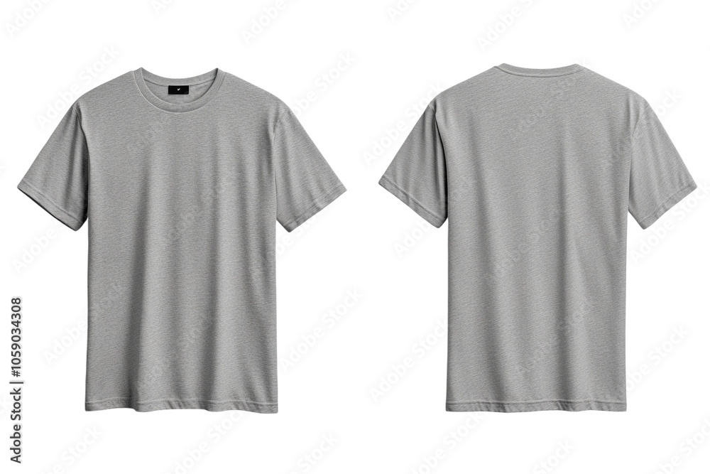 Heather Grey T-shirt Mockup (Front and Back, Classic Fit) Isolated on Transparent. PNG Heather Grey T-shirt Mockup (Front and Back, Classic Fit) Isolated on Transparent. PNG