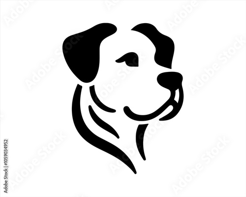 Dog head logo design template. Vector illustration. Simple silhouette. Flat style. Cartoon dog logo. Animal logotype concept. 