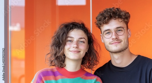 Smiling couple Against Bright Background