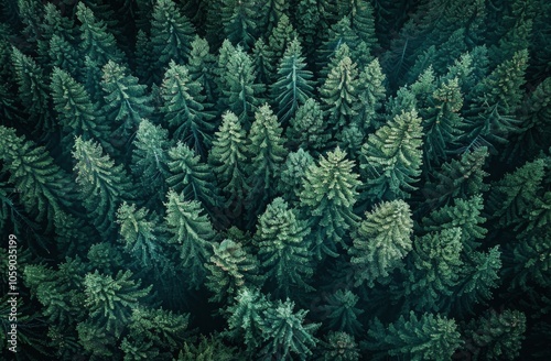 Aerial View of a Dense Evergreen Forest Canopy
