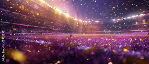 Purple And Gold Confetti Falling On A Stage