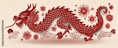 Red Chinese Dragon Illustration