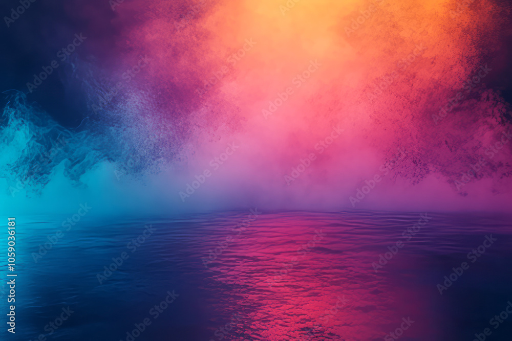 Obraz premium neon reflections ethereal smoke and water interplay in a colorful abstract background