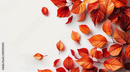 Orange Autumn Leaves on White Background