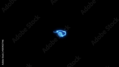 glowing show finger image icon against a black background .