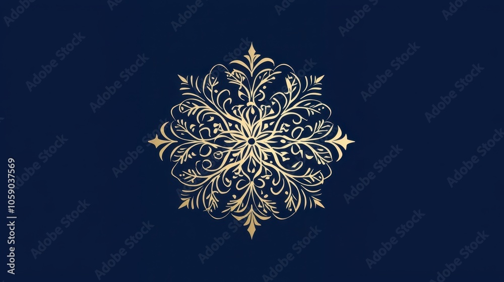 Elegant Floral Mandala Design in Gold on Dark Background Elegant Floral Mandala Design in Gold on Dark Background