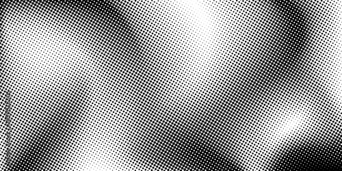 Retro Background with Halftone Gradient and Wavy Dot Pattern. Black and white pixelated texture in Japanese comic style.