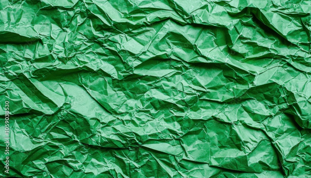 Fototapeta premium A close-up of crumpled green paper, showcasing texture and depth, suitable for backgrounds or creative projects.