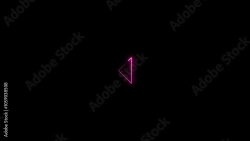 glowing neon line video play batton icon image on black background. photo