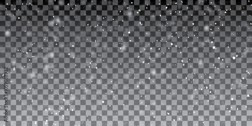 Winter snowfall effect of falling white snow flakes background vector. Snow flakes, snow and blizzard. Christmas snow.