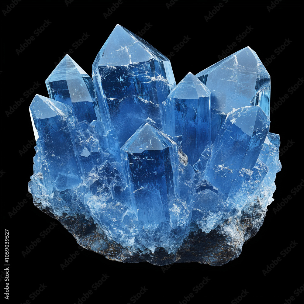 Obraz premium Blue crystal 3d rendering isolate on transparency background