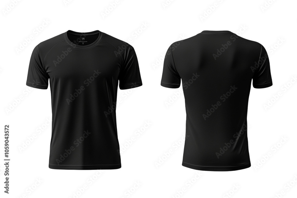 Black Compression T-shirt Mockup (Front and Back) Isolated on Transparent. PNG Black Compression T-shirt Mockup (Front and Back) Isolated on Transparent. PNG