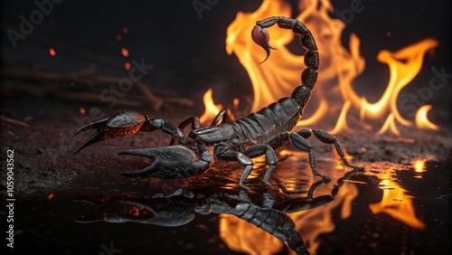 scorpion on the background of fire