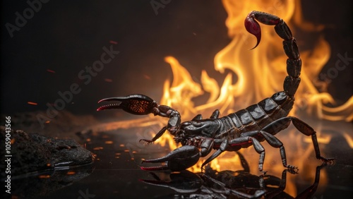 scorpion on the background of fire