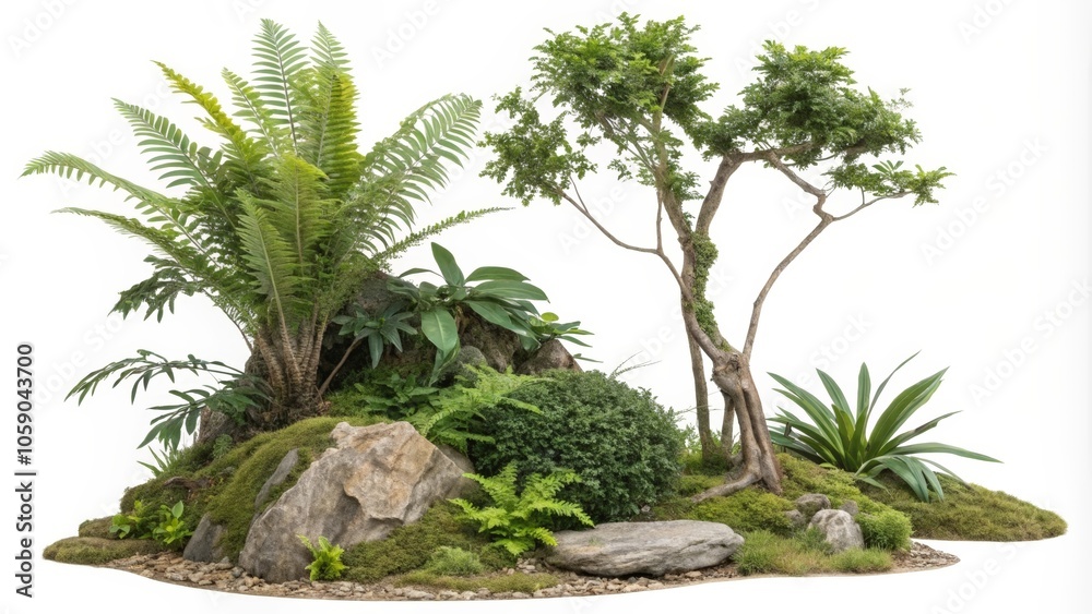 Obraz premium palm tree in the garden on a white background