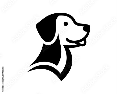 Dog head logo design template. Vector illustration. Simple silhouette. Flat style. Cartoon dog logo. Animal logotype concept. 