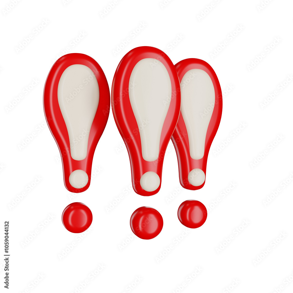 three red exclamation marks 3d illustration on white three red exclamation marks 3d illustration on white
