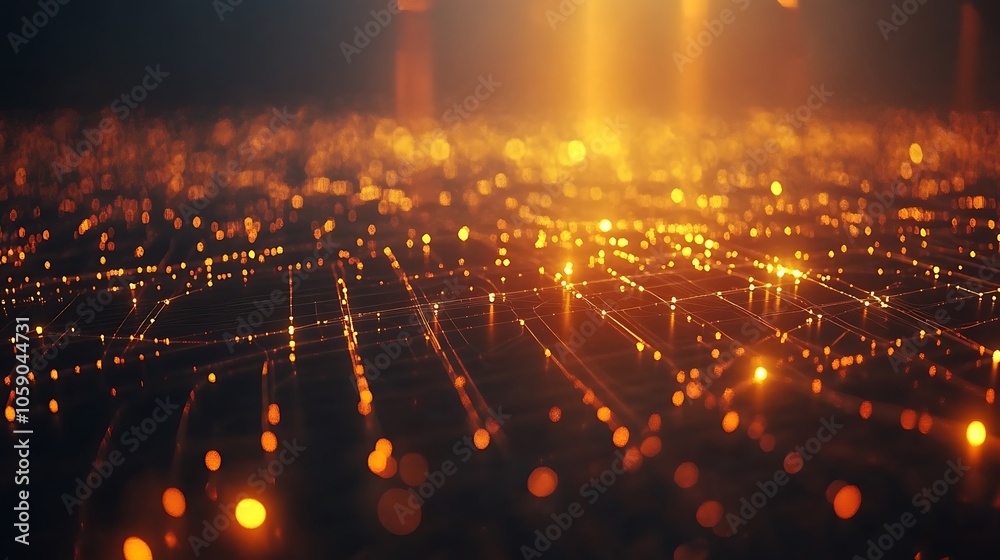 Naklejka premium Minimal abstract background with digital tech elements for AI network processes