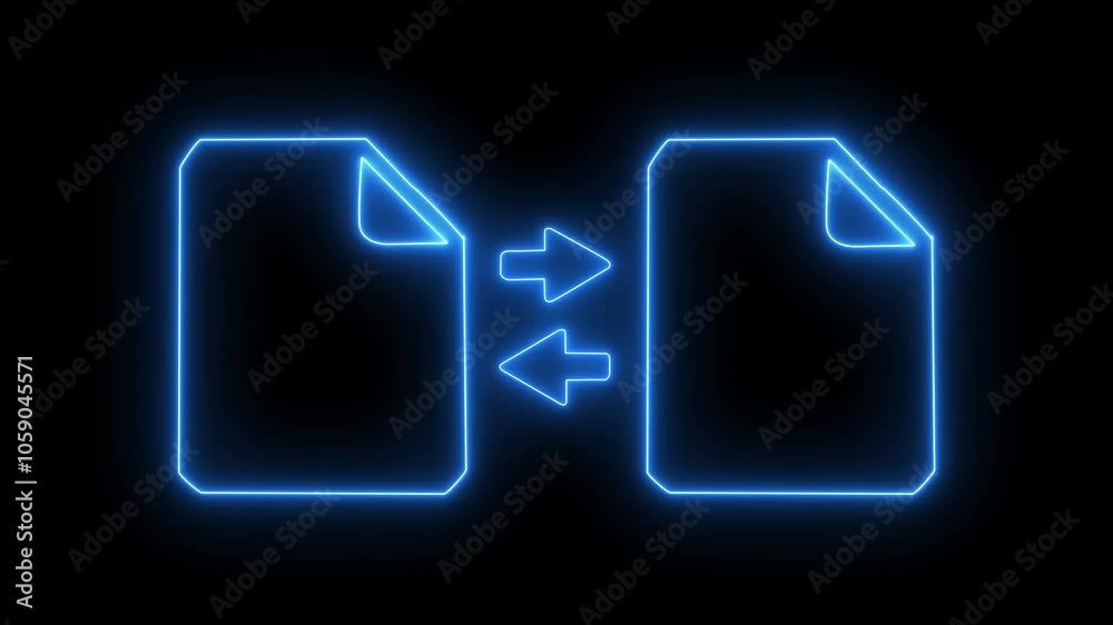 File sharing or transfer animated in glowing neon line symbol icon File sharing or transfer animated in glowing neon line symbol icon
