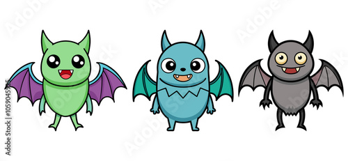 Cartoon illustration of a bat with a happy expression