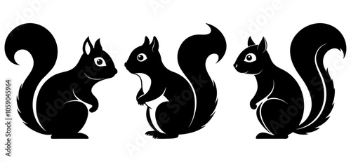 squirrel black Silhouette vector art Illustration with white background
