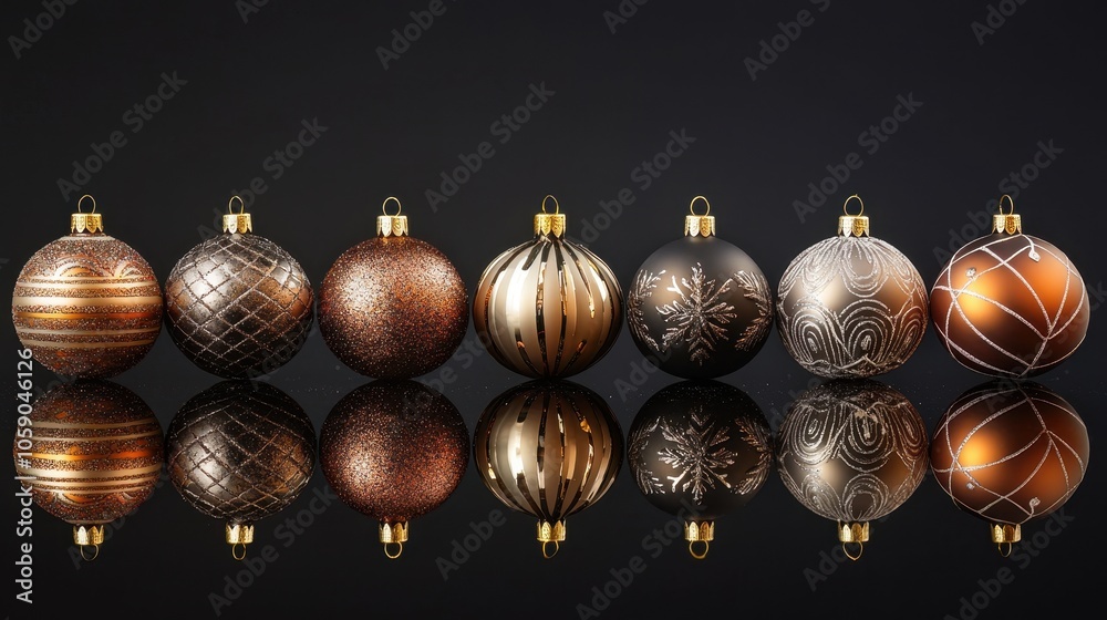 Elegant Christmas Ornaments on Dark Background Elegant Christmas Ornaments on Dark Background