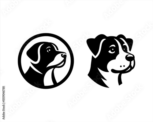 Dog head logo design template. Vector illustration. Simple silhouette. Flat style. Cartoon dog logo. Animal logotype concept. 
