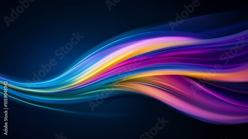 Abstract colorful wavy lines on a dark background.