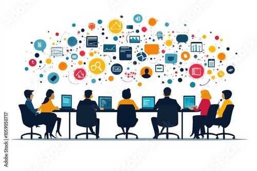 Business team working together sharing ideas and talking during a meeting