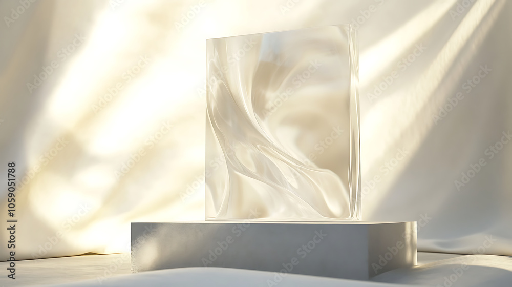Translucent award podium with elegant design and soft lighting Translucent award podium with elegant design and soft lighting