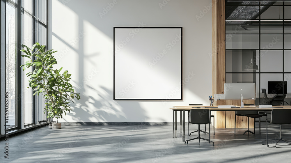 Wall art mock up, modern office interior featuring blank canvas wall art mock up, bright and spacious Wall art mock up, modern office interior featuring blank canvas wall art mock up, bright and spacious