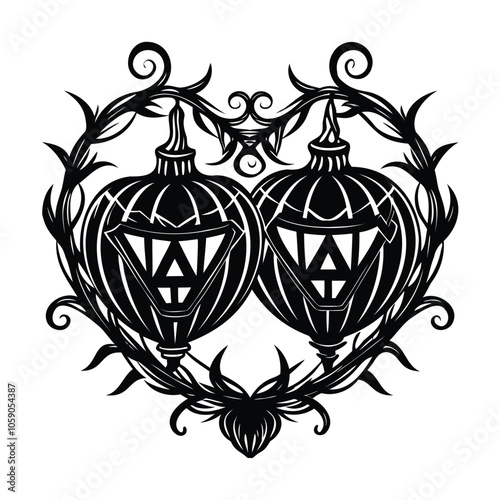 Heart-Shaped Jack-o'-Lanterns with Vines