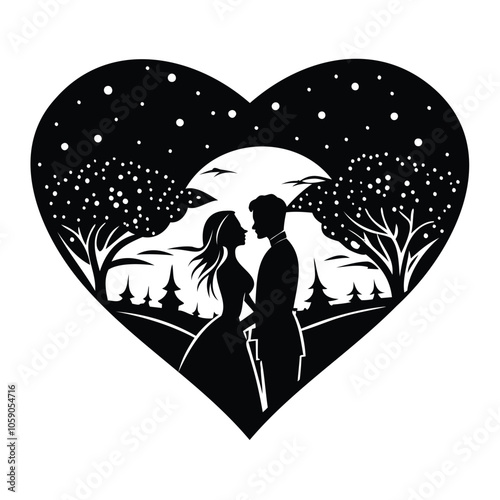 Romantic Silhouette in Heart Shape