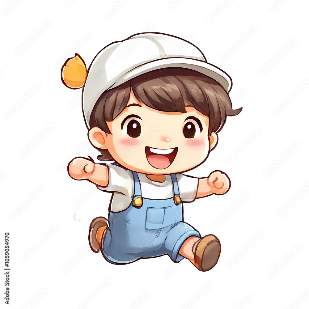 a sticker of a character isolated with face expression