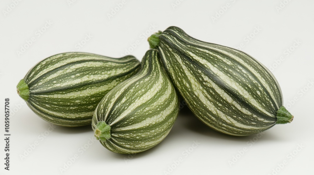 Fresh Striped Zucchini on White Background Fresh Striped Zucchini on White Background