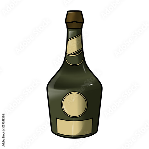 Pirate rum bottle illustration on transparent background. Fantasy item illustration photo