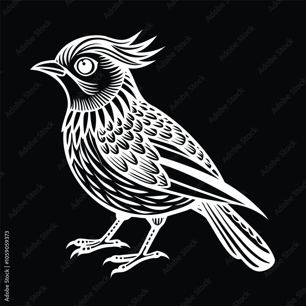 Fototapeta premium Stylized Black and White Bird Illustration