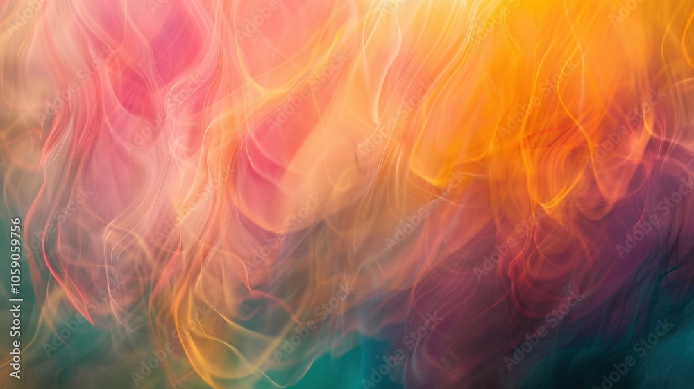 Vague shapes of abstract art pieces blending into a blurred background.