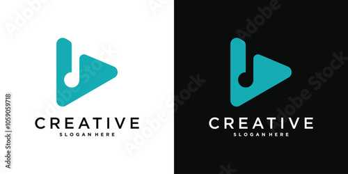 Wallpaper Mural Creative play media music logo design. Premium Vector Torontodigital.ca