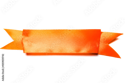 orange color ribbon label banner isolated on white background