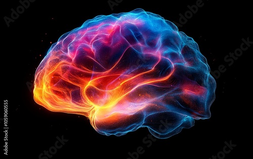 Graphic depicting a brain made of vibrant, swirling colors, representing the essence of creative thinking and the ability to think differently in a dynamic environment